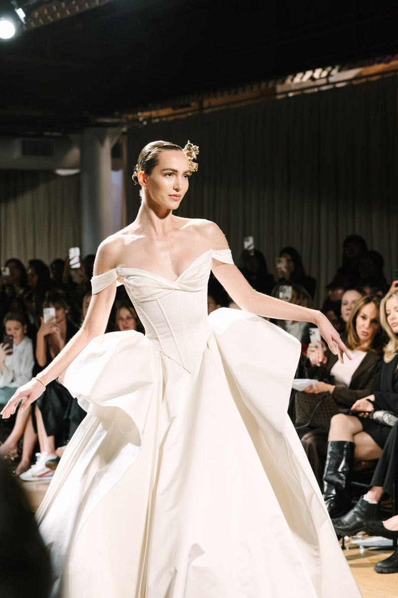 Sculptural Off-The-Shoulder Matte Satin Ball Gown Sculptural Off-The-Shoulder Matte Satin Ball Gown