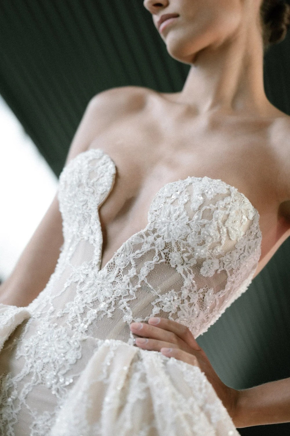 Modern Lace Ball Gown With Plunging Neckline by Senstudio — image 2 of 2
