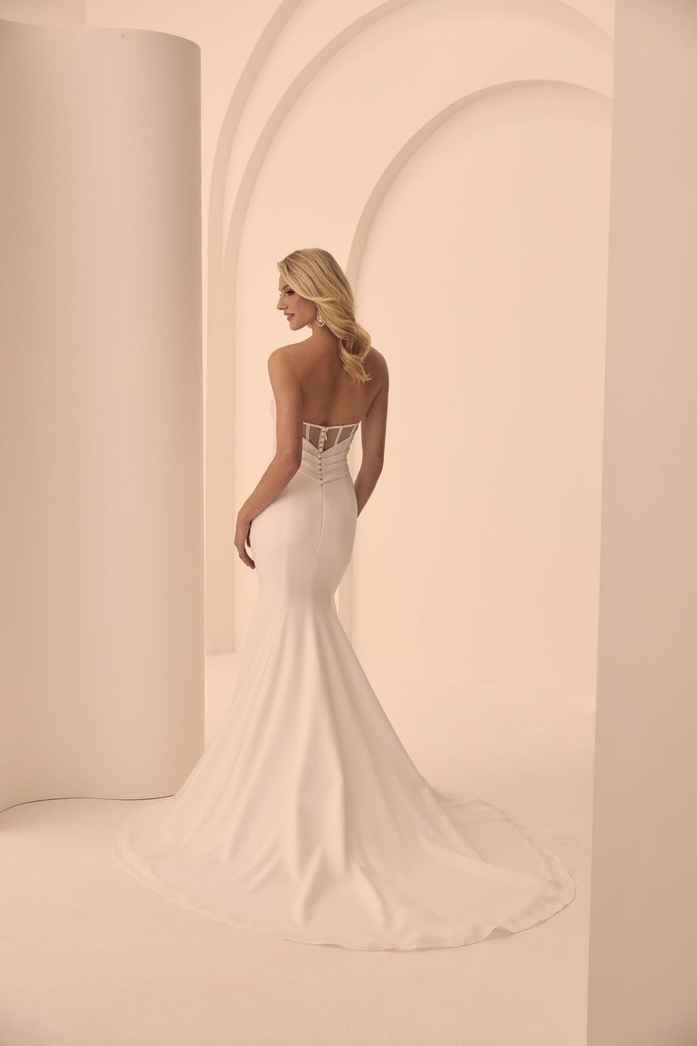 Sleek Crepe Fit-and-Flare Wedding Dress
