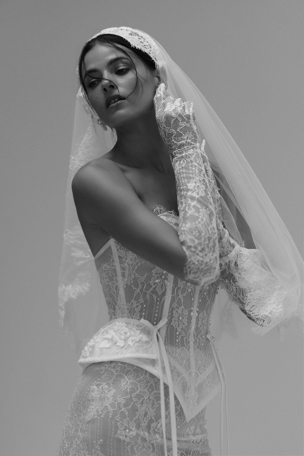 Vintage-Inspired Lace Two-Piece Fit-and-Flare Wedding Dress by Tal Kedem Bridal Couture — image 3 of 3