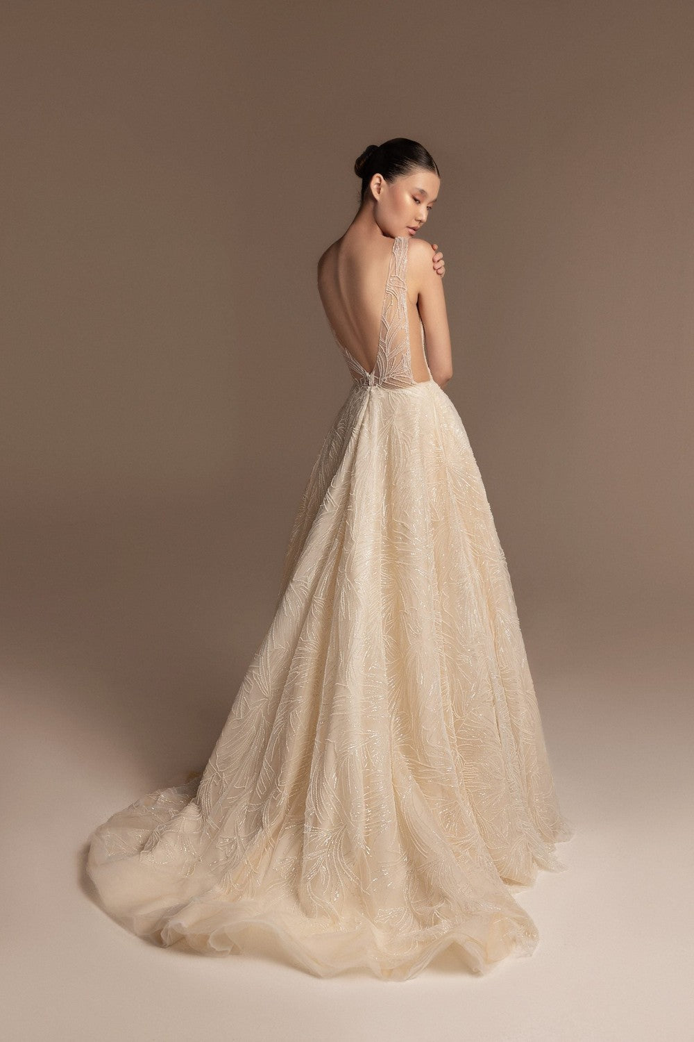 Contemporary Floral Embellished A-Line Wedding Dress by Tony Ward — image 2 of 2