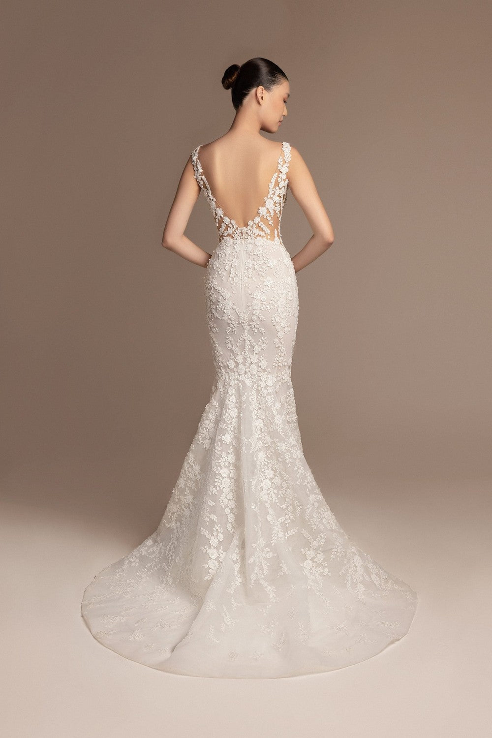Plus-Size Romantic And Elegant Floral Embroidered Fit-and-Flare Wedding Dress With Open Back by Tony Ward — image 2 of 2