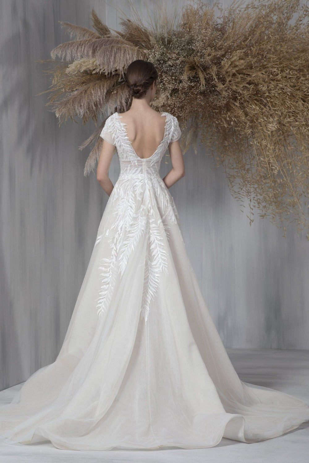Cap Sleeve Hand-Embroidered Tulle A-line Wedding Dress by Tony Ward — image 2 of 2