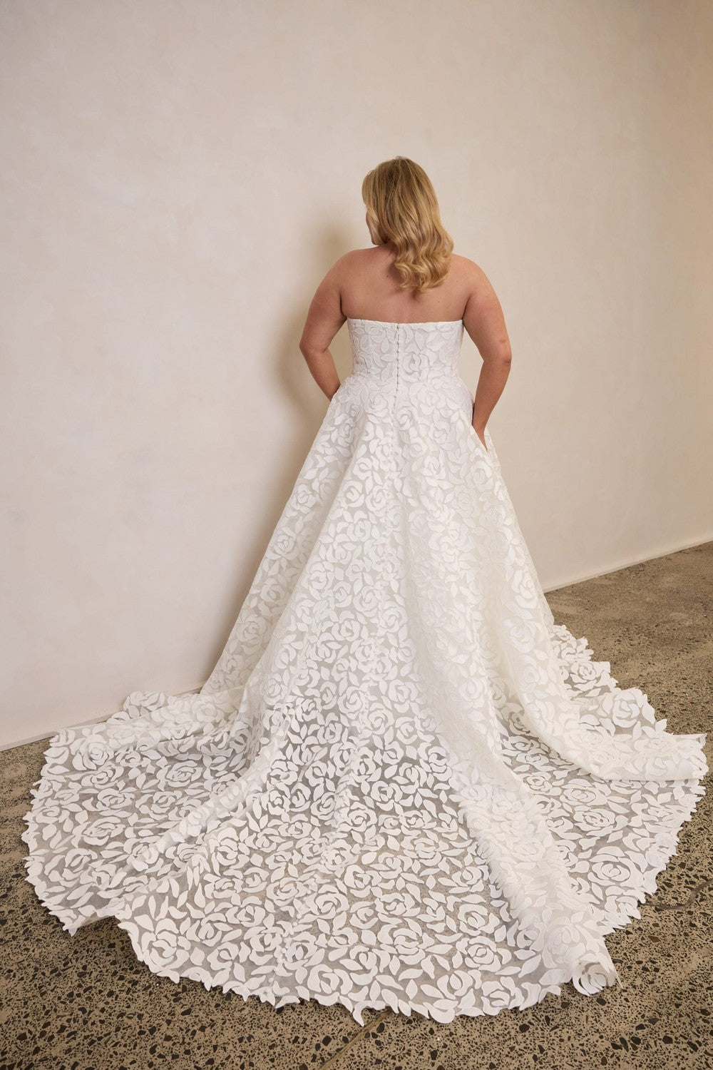 Bold Embroidered Lace A-Line Wedding Gown by Trish Peng — image 2 of 2