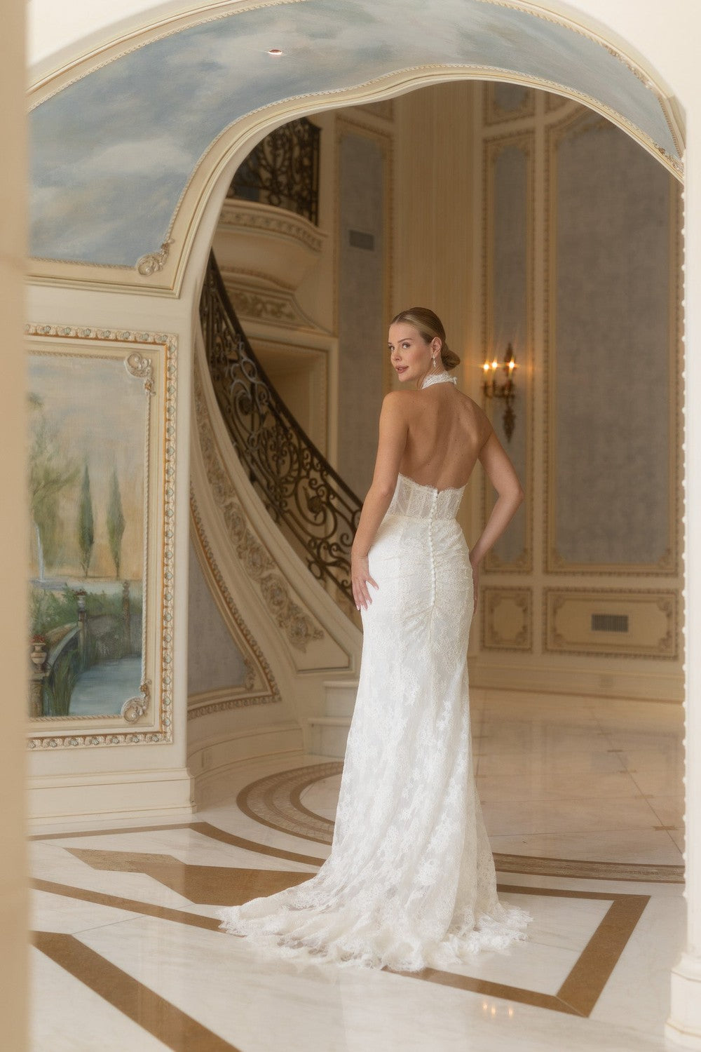Chic And Romantic Halter-Neck Lace Fit-And-Flare Wedding Dress | Kleinfeld Bridal Chic And Romantic Halter-Neck Lace Fit-And-Flare Wedding Dress | Kleinfeld Bridal