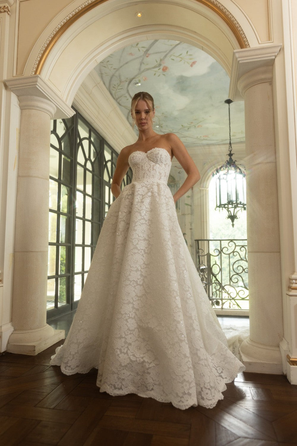 Plus-Size Romantic And Sparkly Floral Lace Ball Gown by Verdin Bridal — image 1 of 3