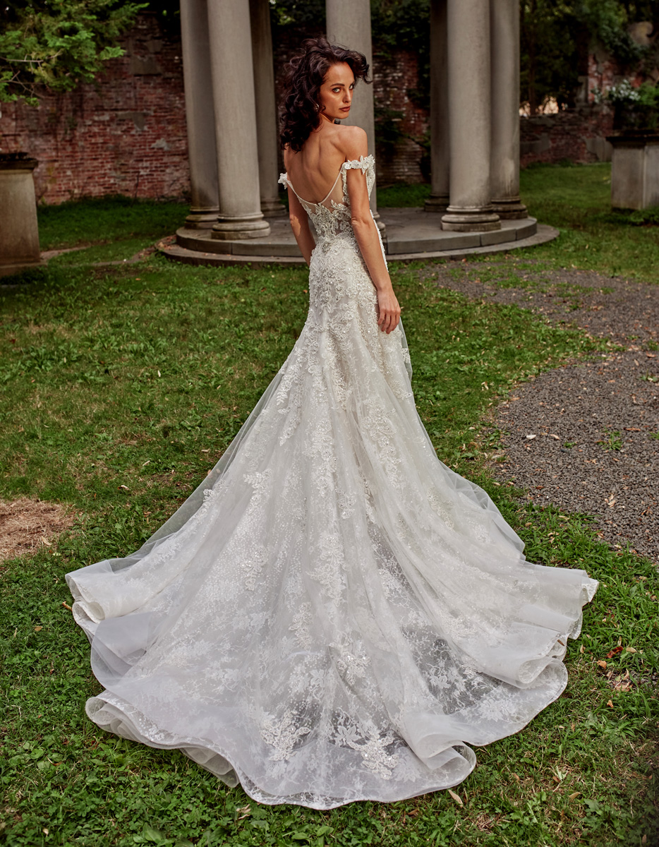 Off the shoulder A line  Beaded And Embroidered  Wedding  