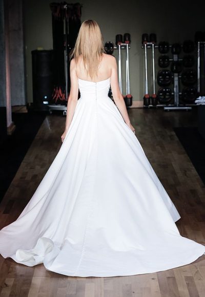 Chic and Modern Satin A-Line Wedding Dress With Buttons by Alyne by Rita Vinieris - Image 2