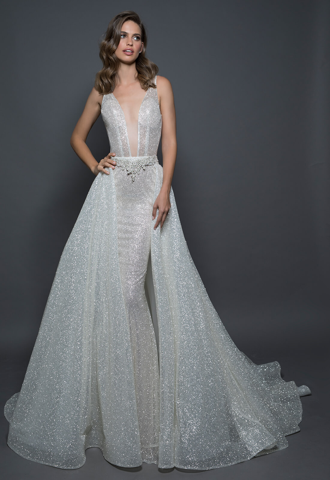 gown with detachable skirt