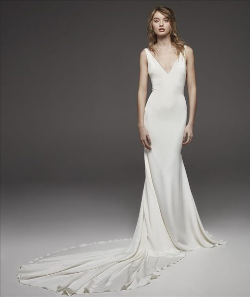 simple white sheath wedding dress