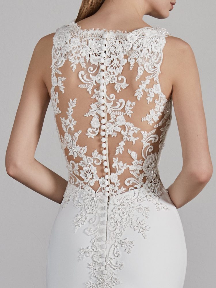 illusion back wedding dress with sleeves