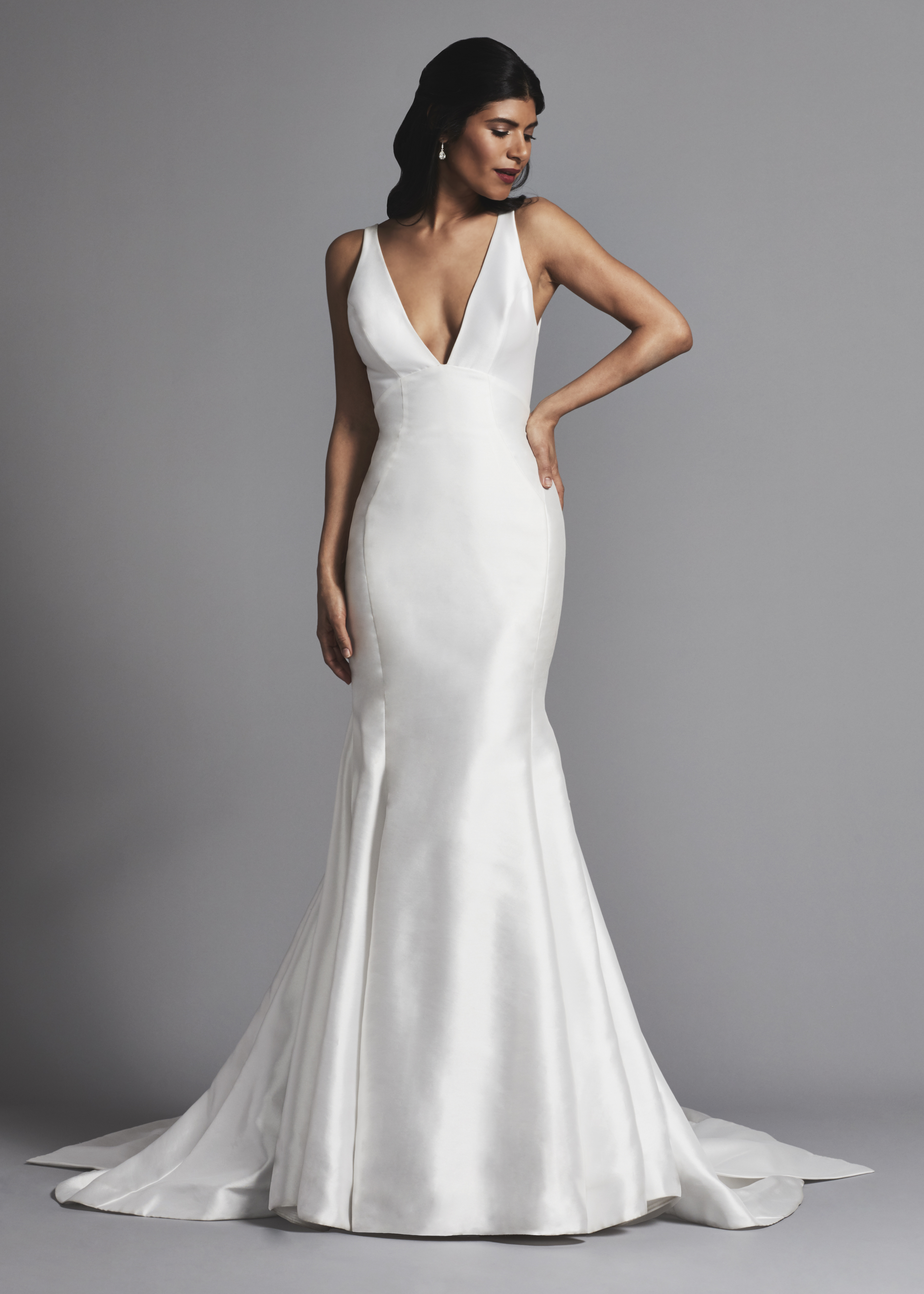 simple white silk dress