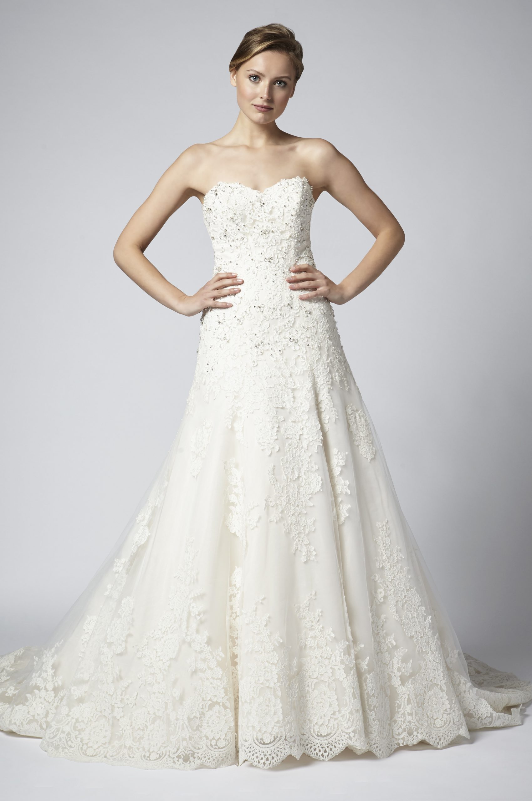 Strapless Lace Beaded A-line Wedding 
