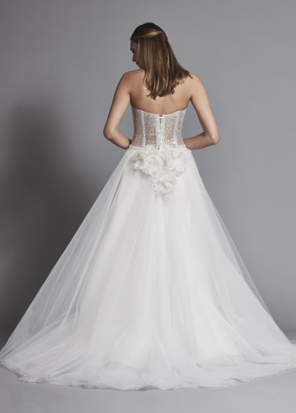  Glitter  Strapless  Ball  Gown  Wedding Dress  With Corset 