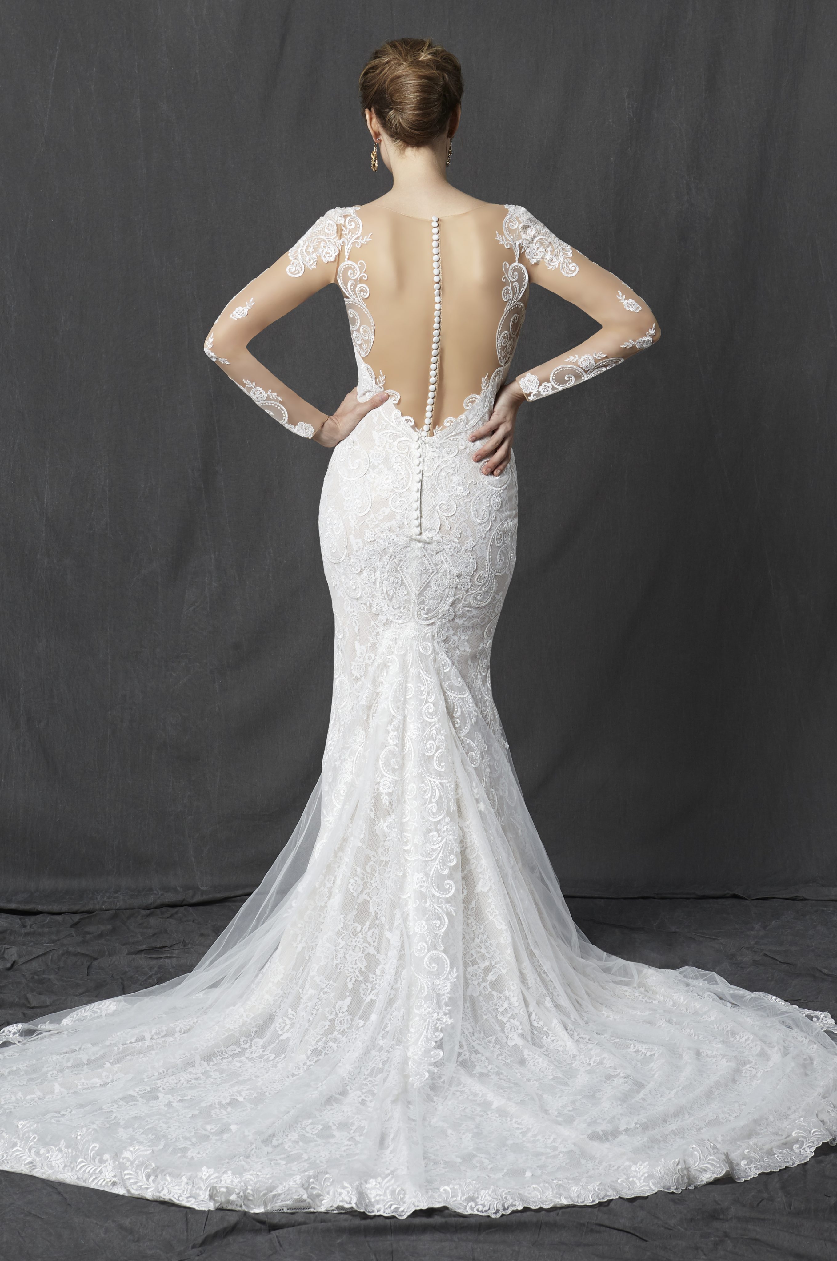 Long Sleeve Low Back Wedding Gown Wedding