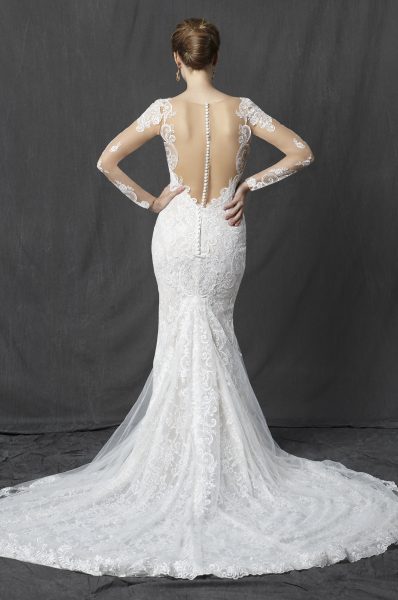 Long Sleeve  Sweetheart Full Lace Sheath Wedding  Dress  