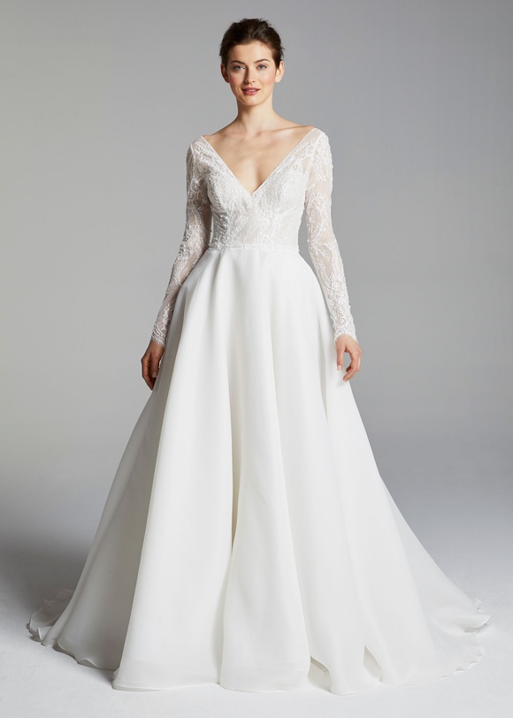 V Neck Wedding Dress With Sleeves 4