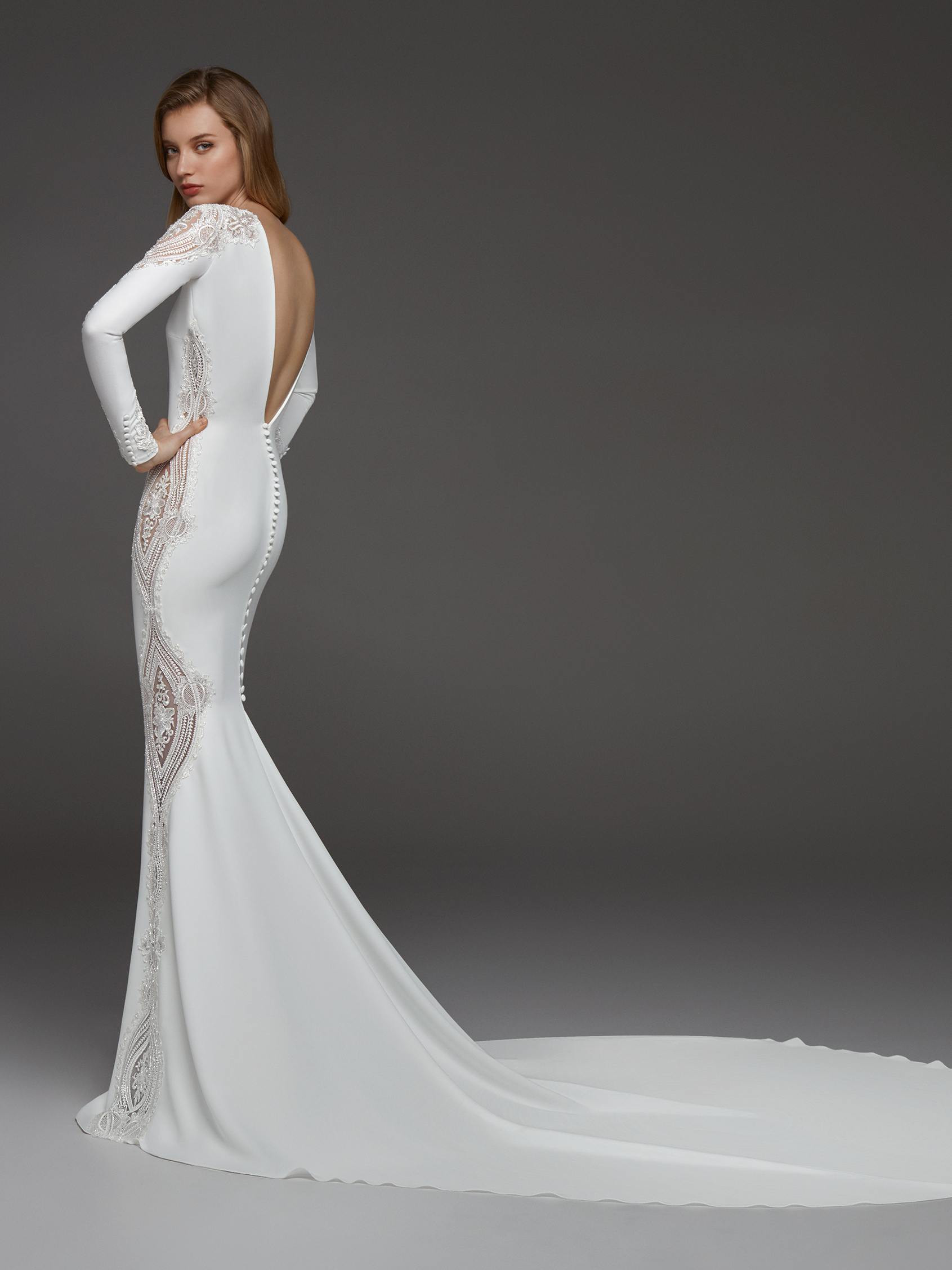 Womens sheath gown with long veil top knit