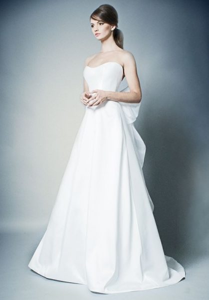 simple white strapless wedding dress