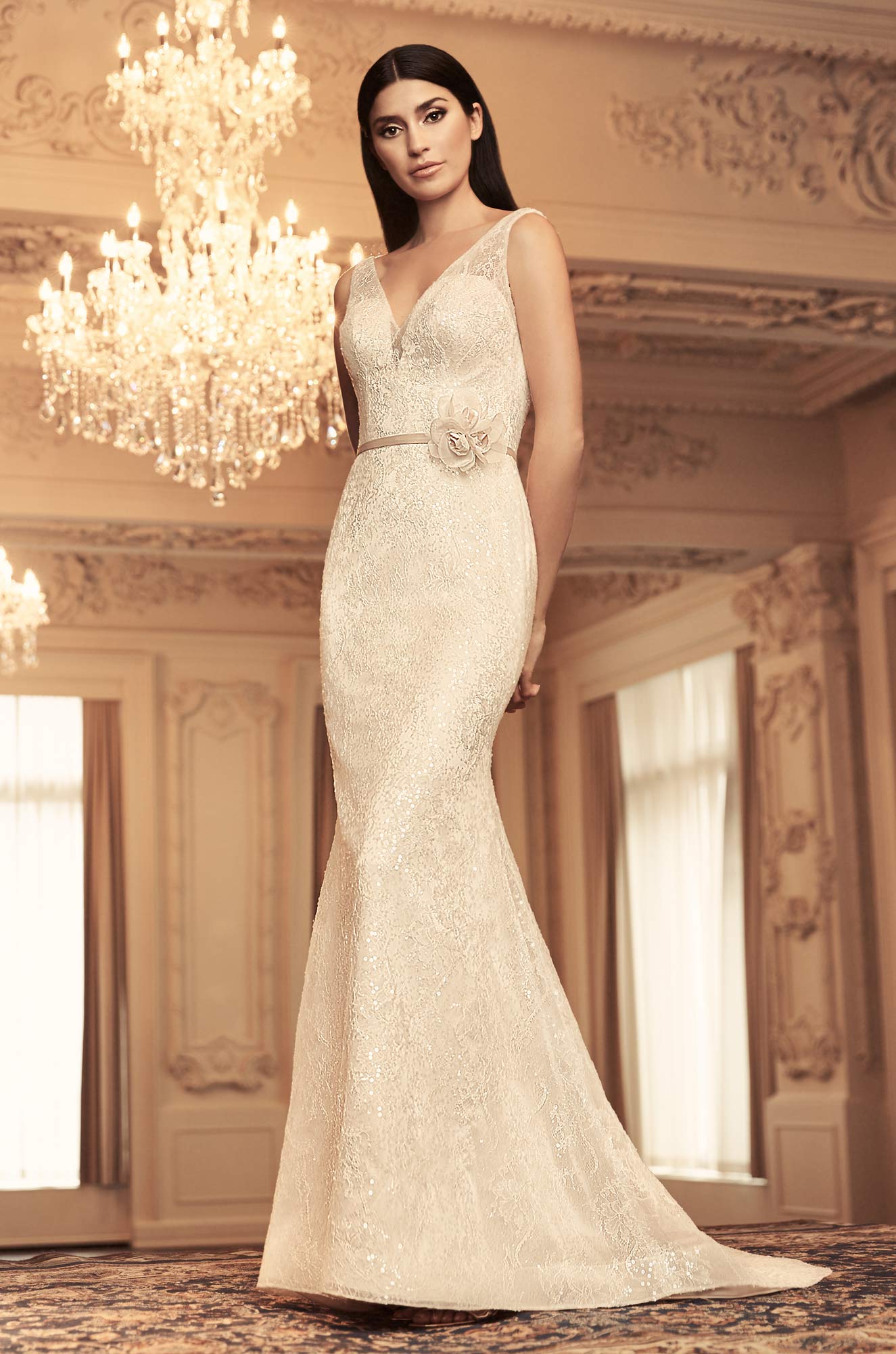 sequin lace wedding dress