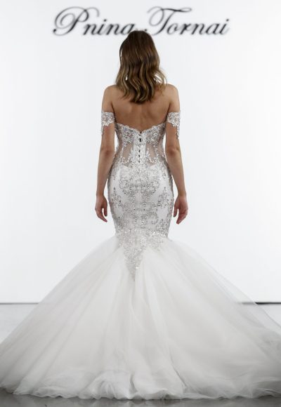 Crystal Embellished Mermaid Tulle Skirt Wedding Dress by Pnina Tornai - Image 2