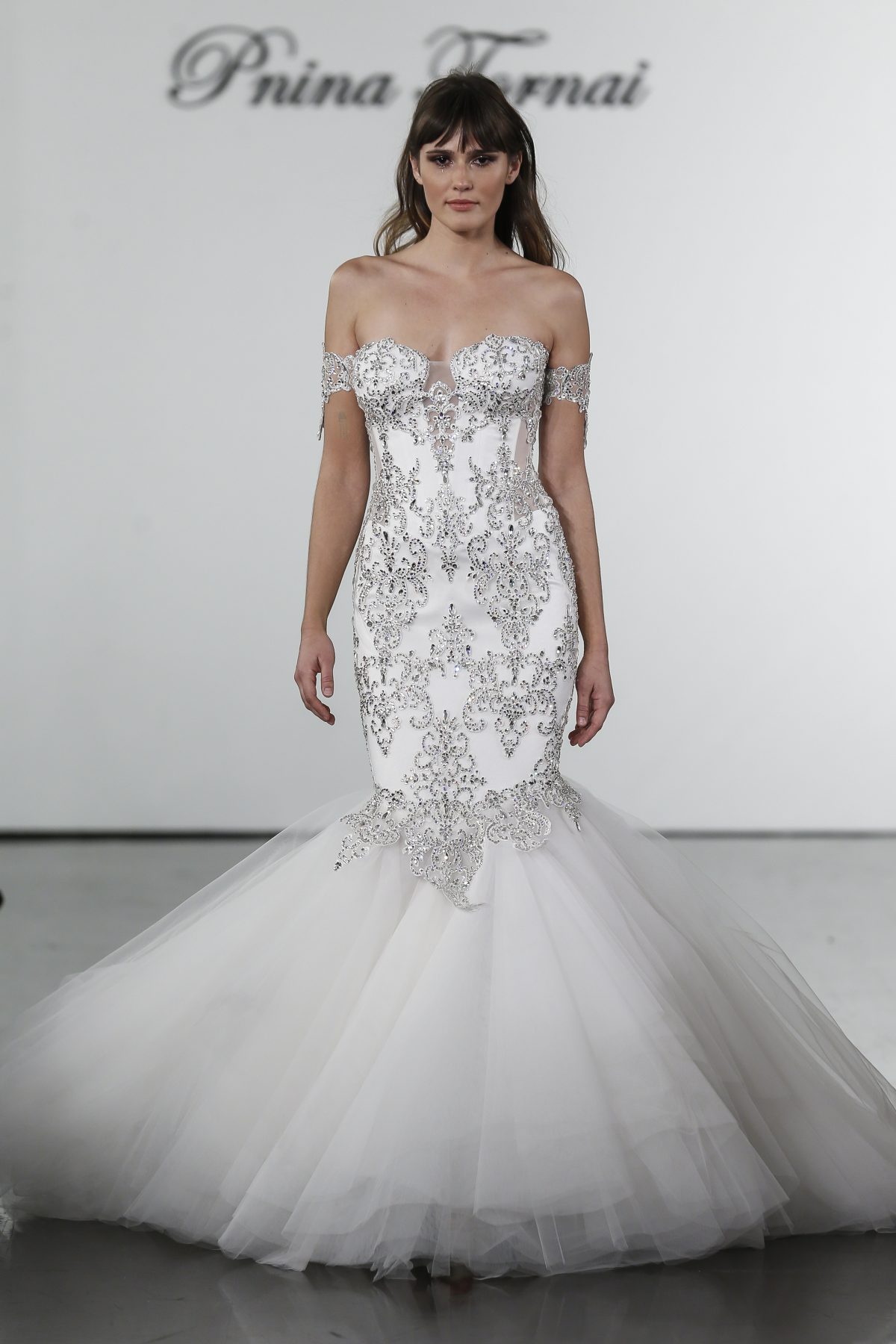 Crystal Embellished Mermaid Tulle Skirt Wedding Dress Kleinfeld Bridal 4143