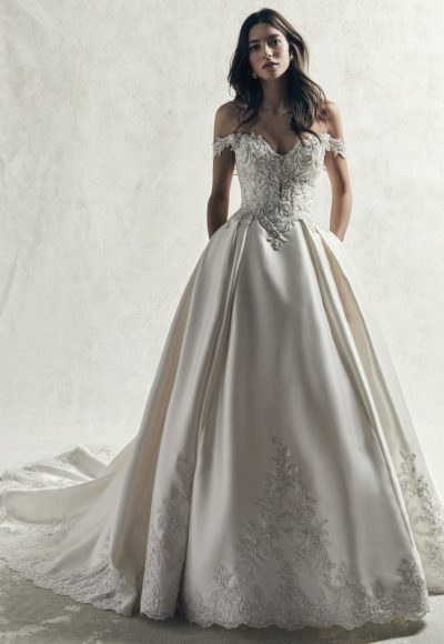 Lace Wedding Dresses short off the shoulder A-line Knee Length Waist Rhinestone  Bridal Dress – Dbrbridal
