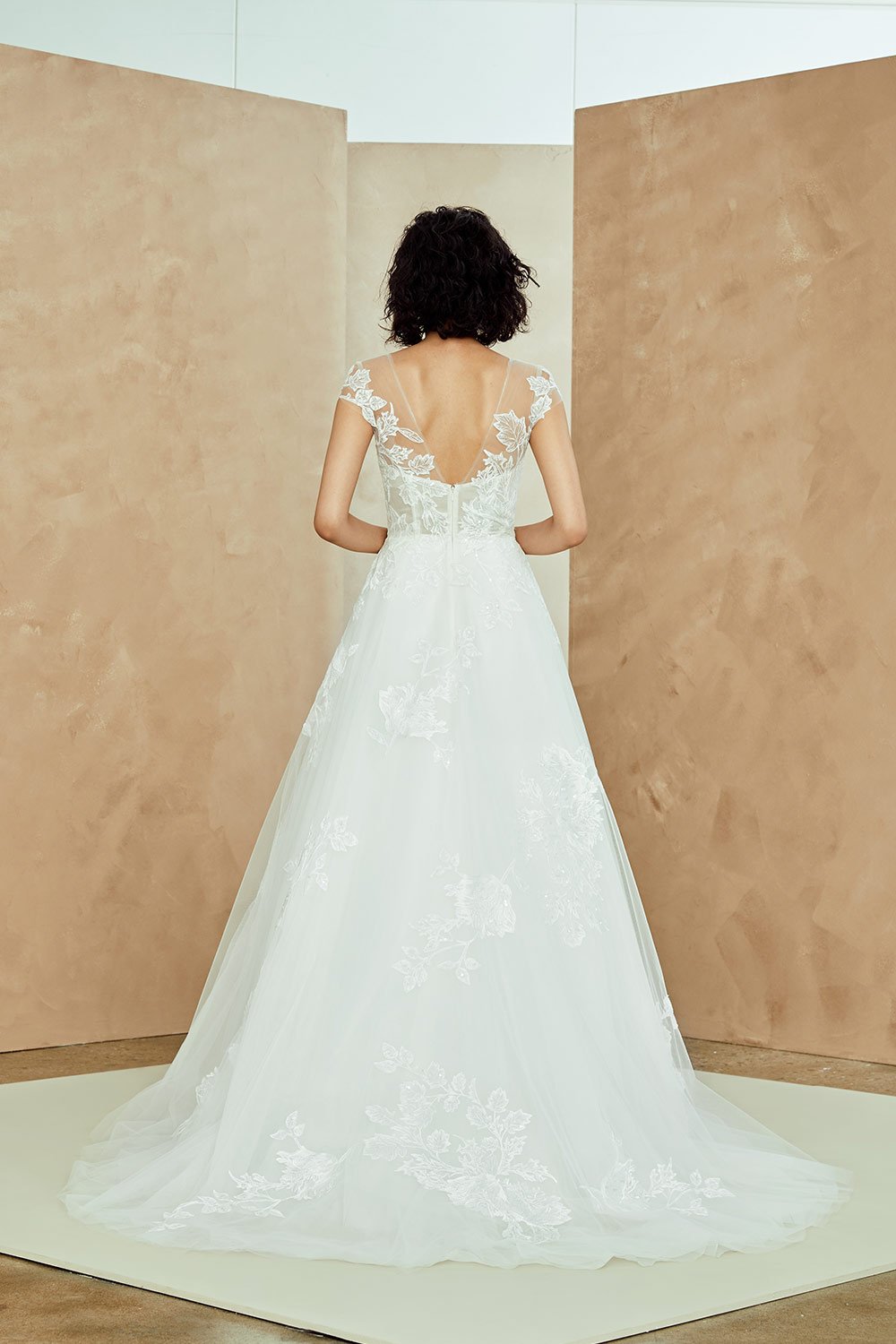  Illusion  Neckline  Tulle A line Wedding  Dress  With Lace 