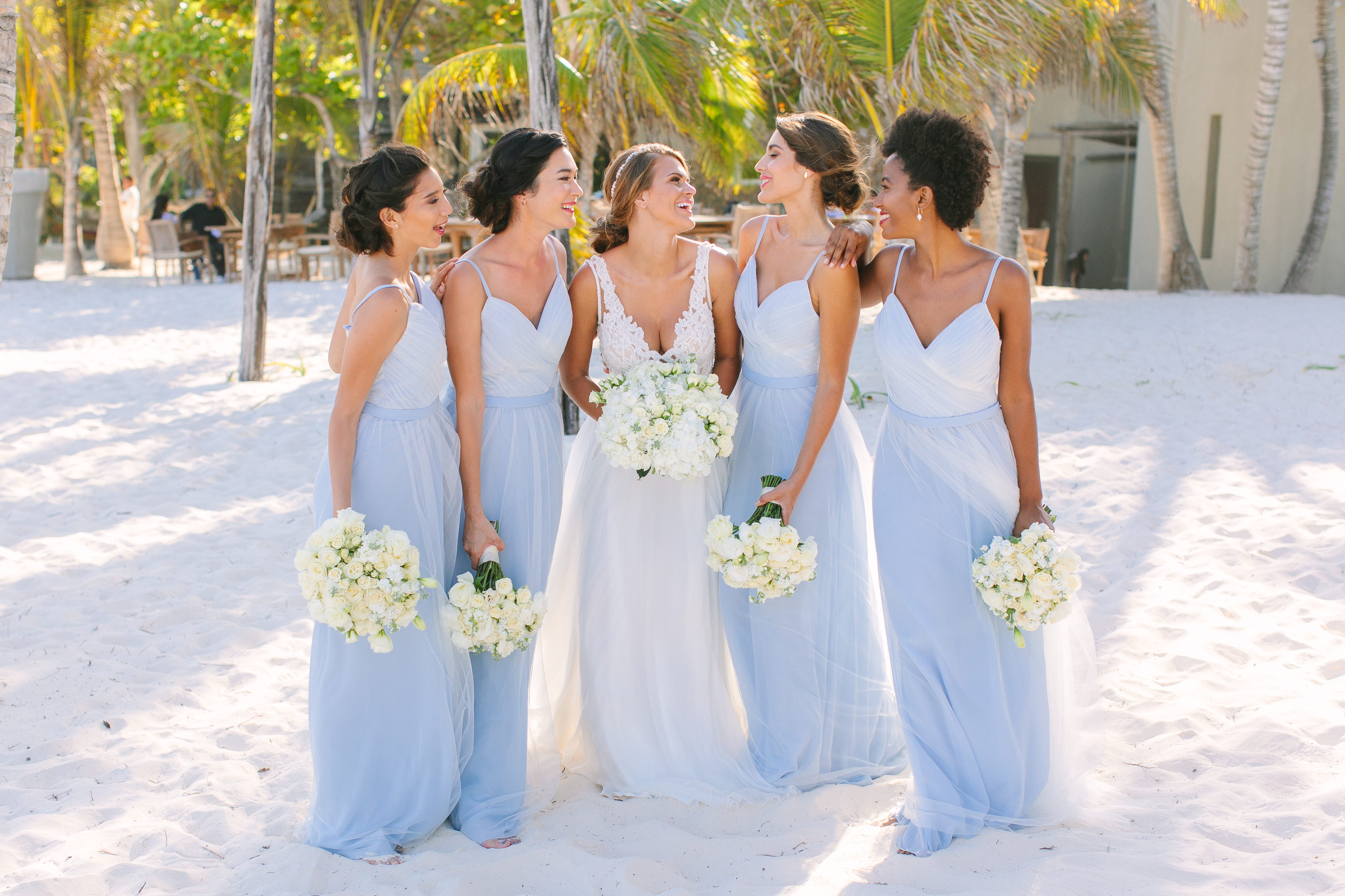 blue beach dresses for bridesmaids