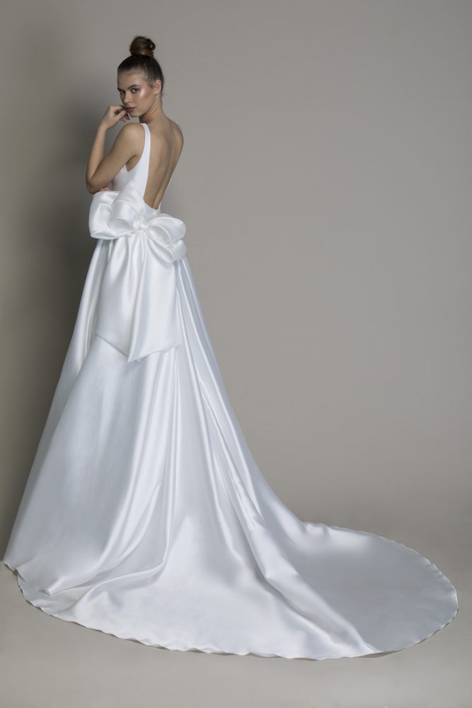 silk a line wedding dress