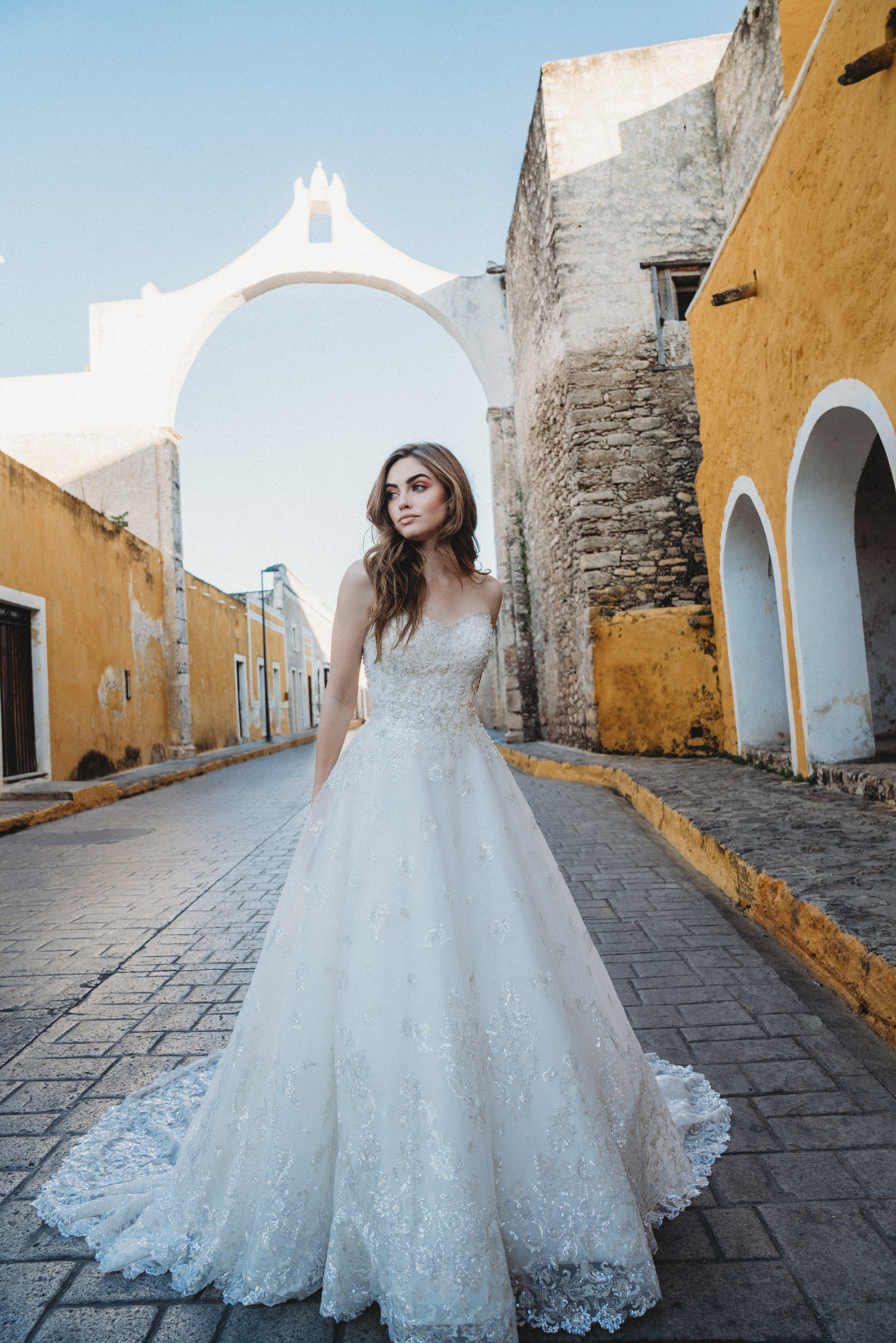 strapless beaded gown