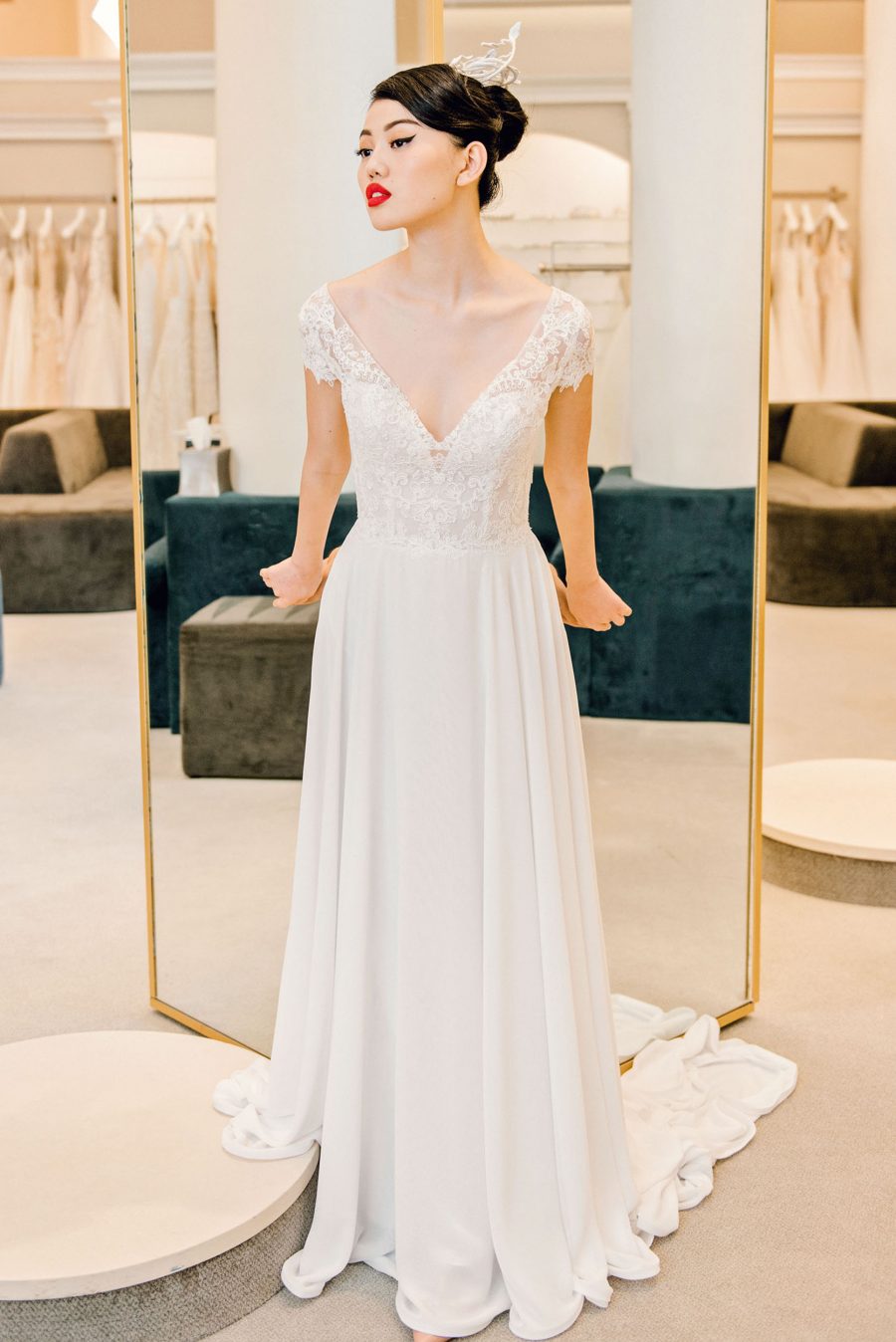 lace chiffon bridesmaid dress