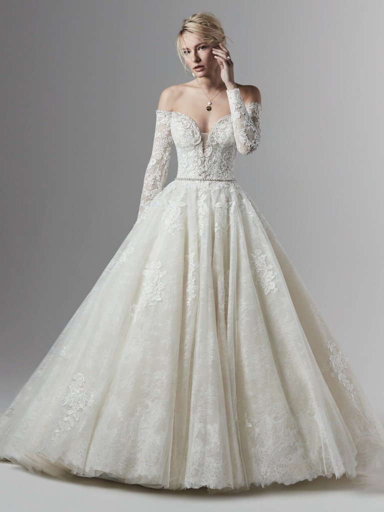 mid length lace wedding dress