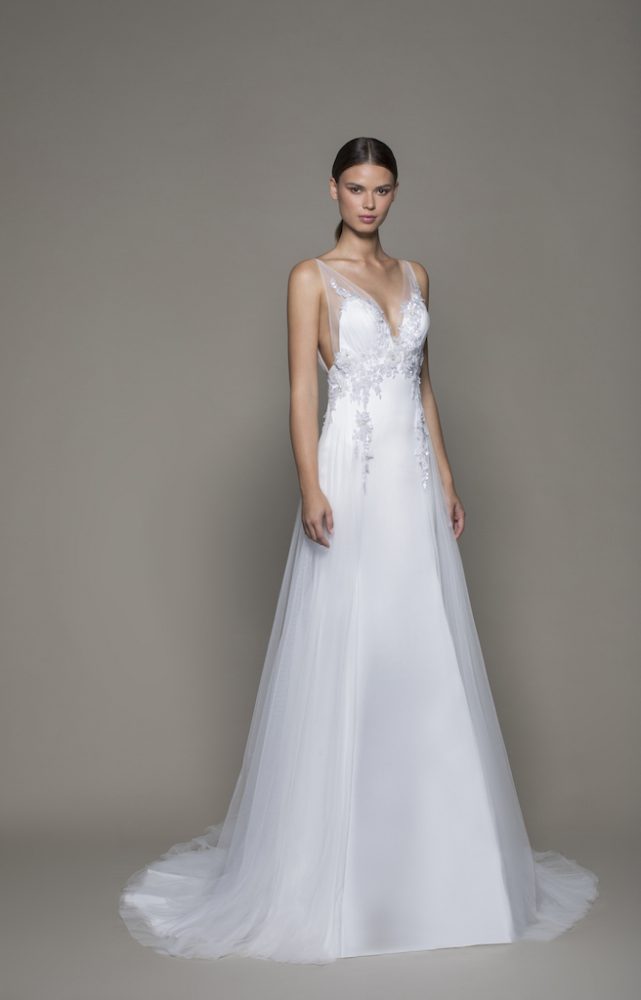 fit and flare wedding dress satin