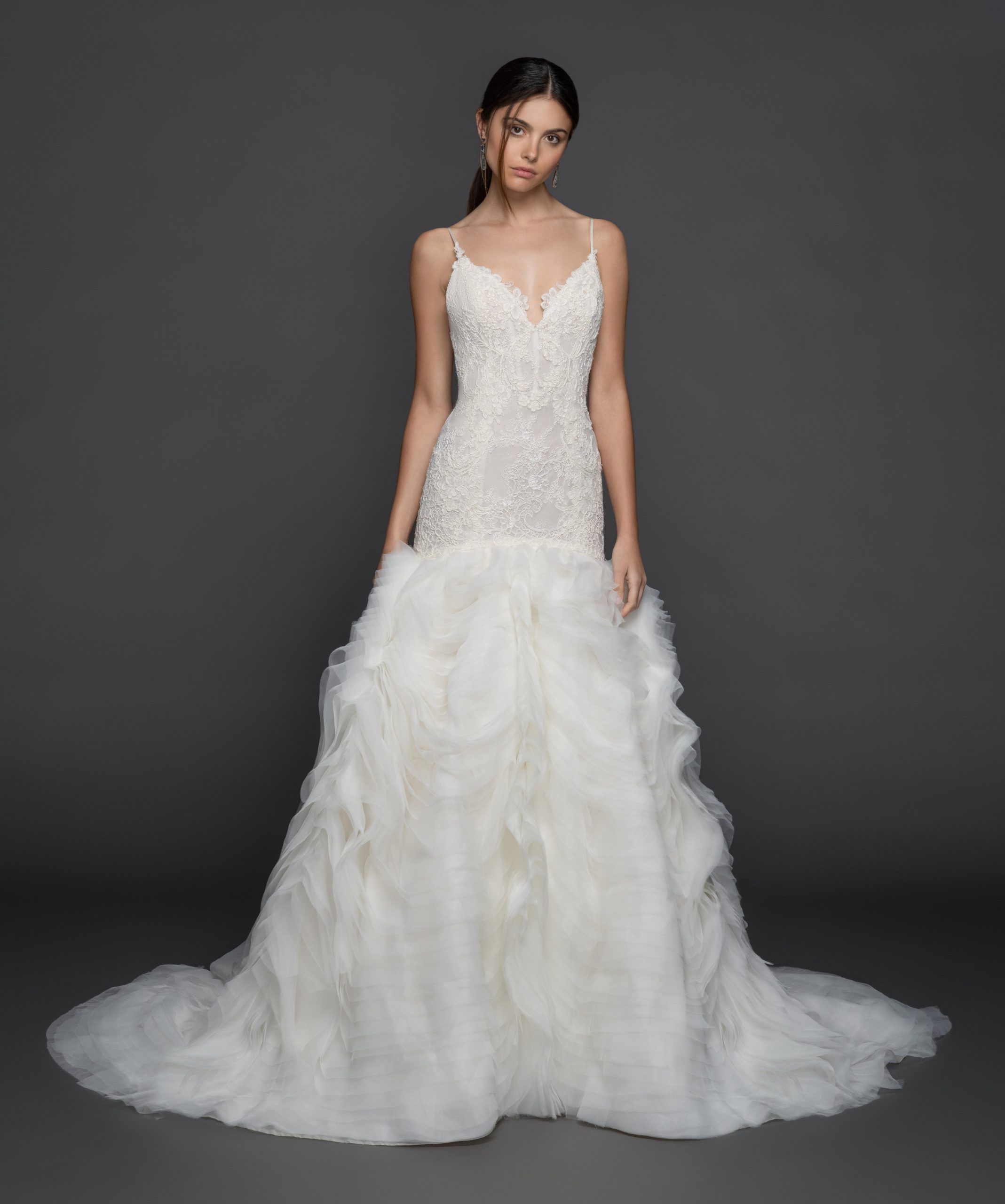 organza fit and flare wedding dress