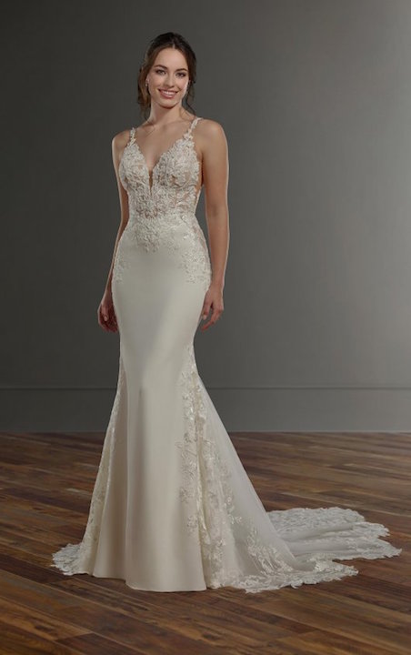 V-Neck Sleeveless Beaded And Embroidered Fit And Flare Wedding
