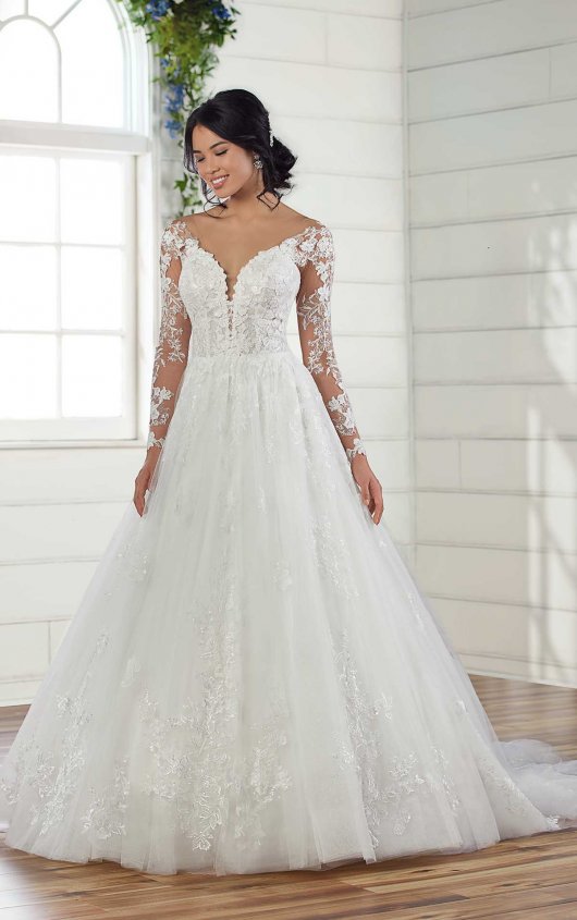 long lace sleeve bridesmaid dress