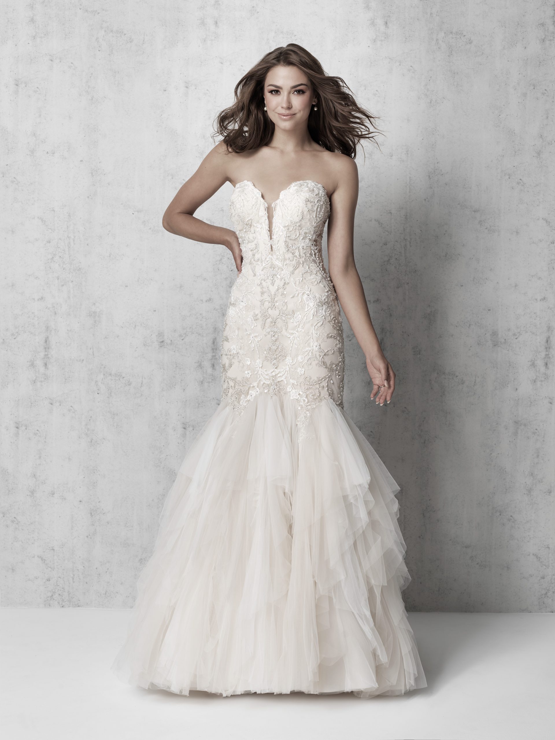 strapless beaded gown