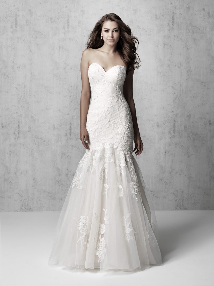 strapless ruched wedding dress