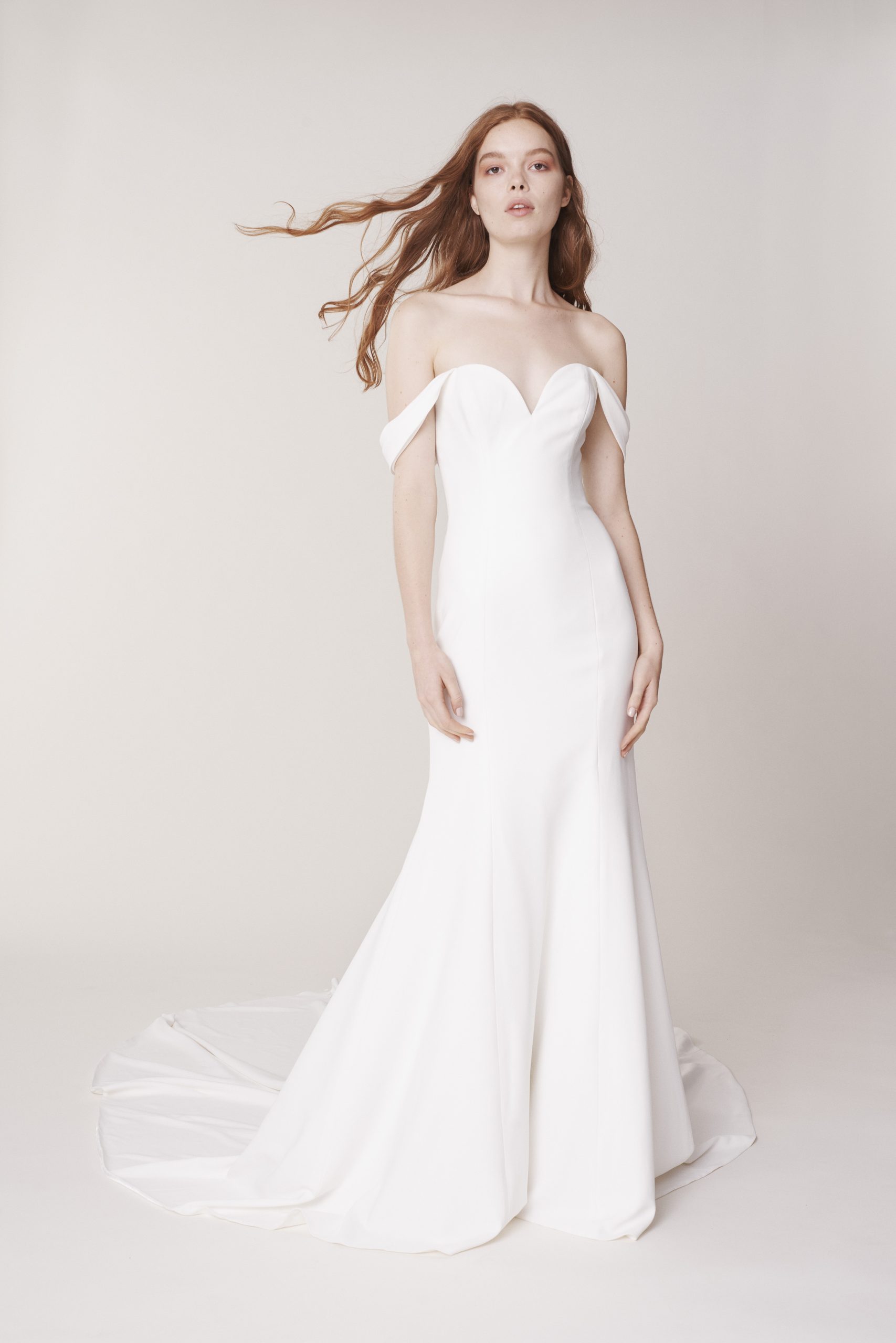 Off The Shoulder Sweetheart Neckline Simple Sheath Wedding Dress | Kleinfeld Bridal