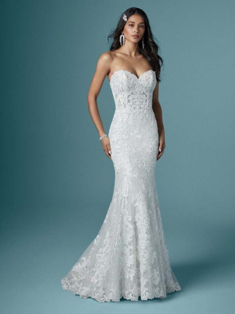 Strapless Sweetheart Neckline Sparkling Mermaid Wedding Dress 5404