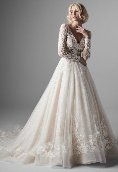 Long Sleeve Lace Ball Gown Wedding Dress by Sottero and Midgley