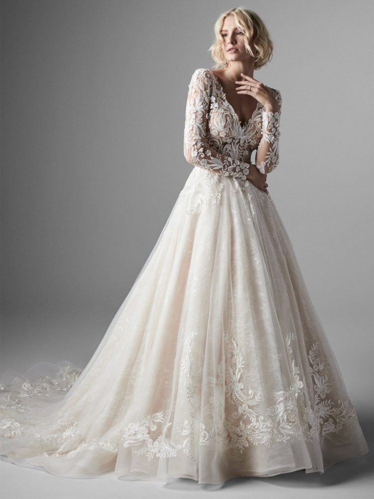 Long Sleeve Lace Ball Gown Wedding Dress