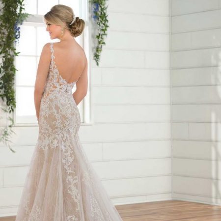 Sleeveless Illusion High Neckline Lace Fit And Flare Wedding Dress