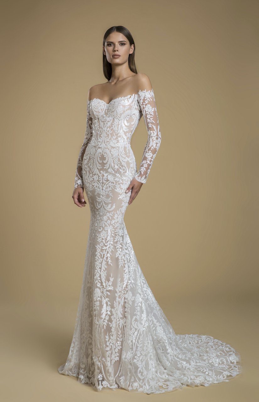sequin long sleeve wedding dress