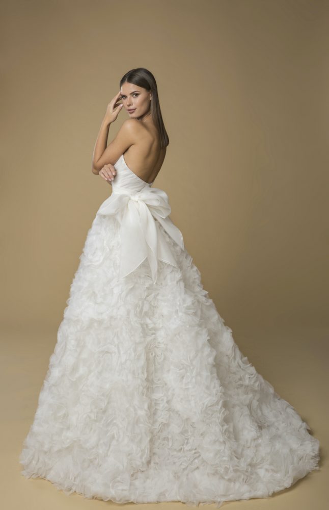 ruffled ball gown