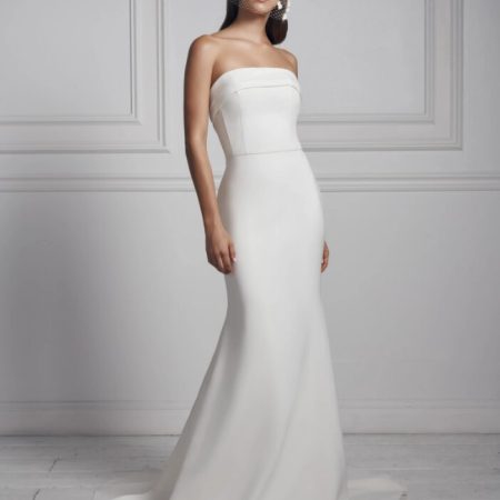 Strapless Simple Crepe Sheath Wedding Dress | Kleinfeld Bridal