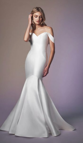 Strapless Simple Off The Shoulder Fit And Flare Wedding Dress ...