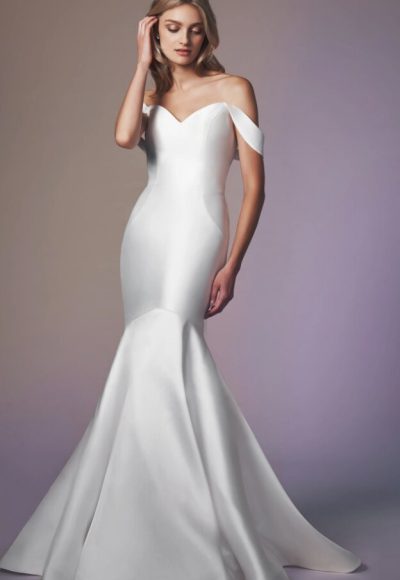 Spaghetti Strap V-neckline Sheath Wedding Dress With Slit | Kleinfeld ...