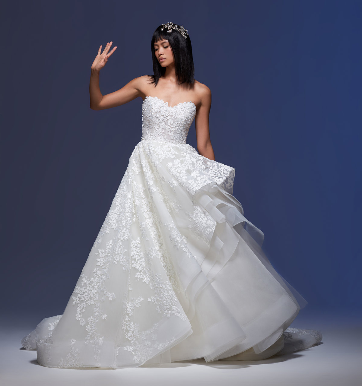 Strapless Sweetheart Neckline Embroidered Tulle Ball Gown Wedding